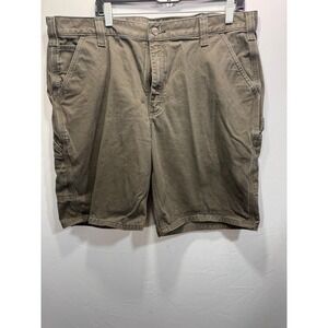 Carhartt Relaxed Fit Carpenter Work Shorts Olive Drab Brown Mens 40 Canvas